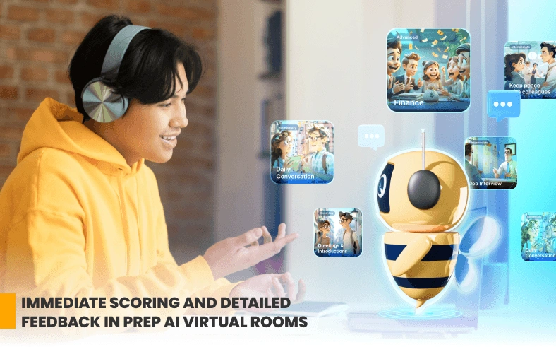 Get 10x more active speaking time in Prep AI Virtual Speaking Room