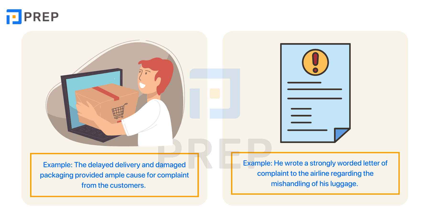Phrases used with Complaint in English
