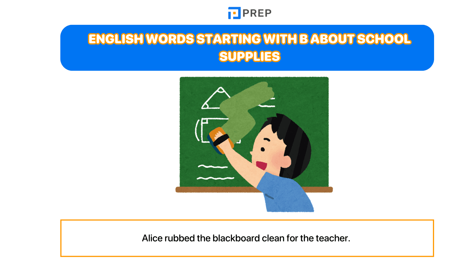 English words starting with B about school supplies